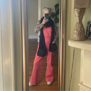 Liz Claiborne Black Knit Scarf with Faux Fur Pockets